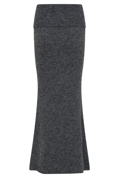 Jupe Maxi Tricotée Charlotte avec Superposition - Gris Anthracite