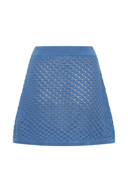 Jupe mini trapèze en tricot Lorenza - Bleu pervenche