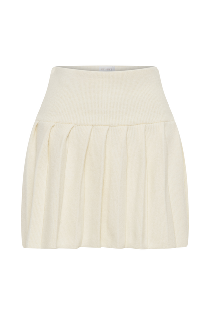 Jupe mini en tricot plissé Dionne - Ivoire marbré