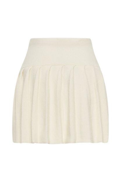 Jupe mini en tricot plissé Dionne - Ivoire marbré
