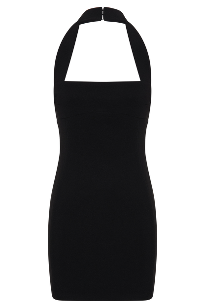 Mini-robe Amelita à col halter et en tailleur - Noir