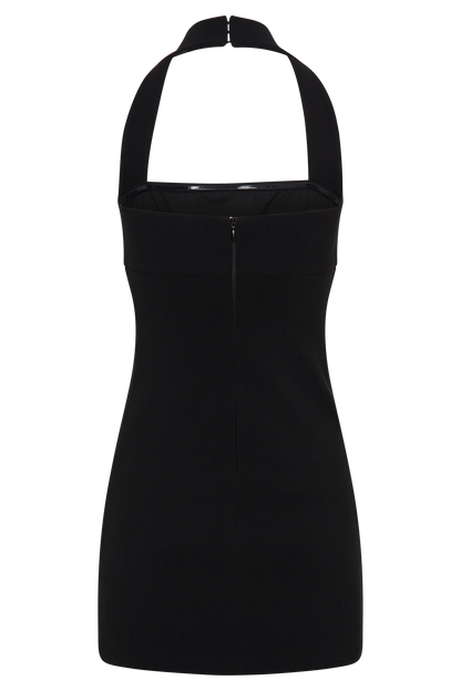 Mini-robe Amelita à col halter et en tailleur - Noir
