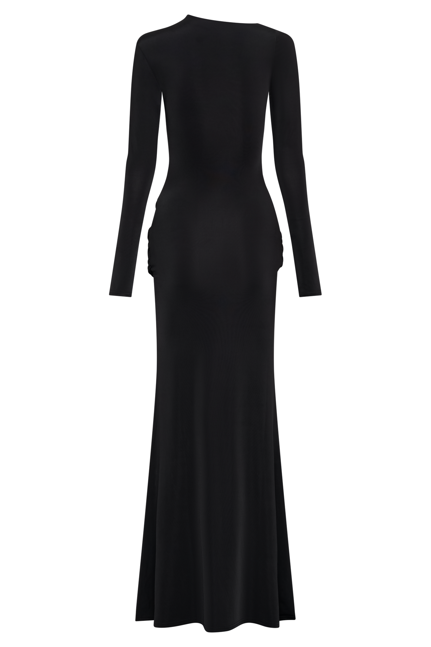 Robe Maxi Halcyon à Manches Longues et Tissu Élastique - Noir