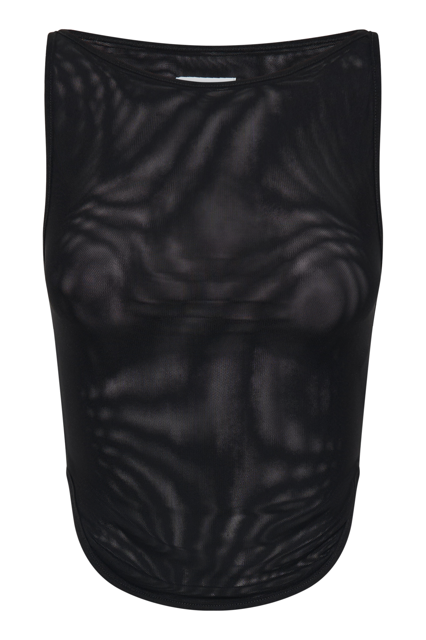 Marla Haut en Maille Transparent à Col Rond - Noir