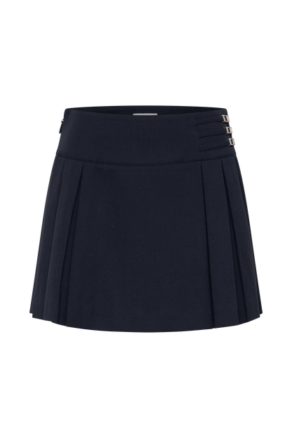 Jupe mini plissée avec boucle Angie - Bleu marine foncé