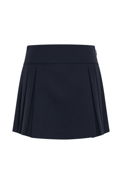 Jupe mini plissée avec boucle Angie - Bleu marine foncé