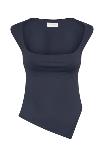 Top asymétrique en nylon recyclé Lisette - Bleu marine foncé