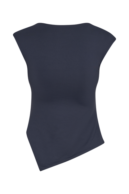 Top asymétrique en nylon recyclé Lisette - Bleu marine foncé