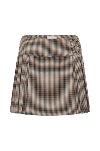 Jupe mini plissée avec boucle Angie - carreaux beige