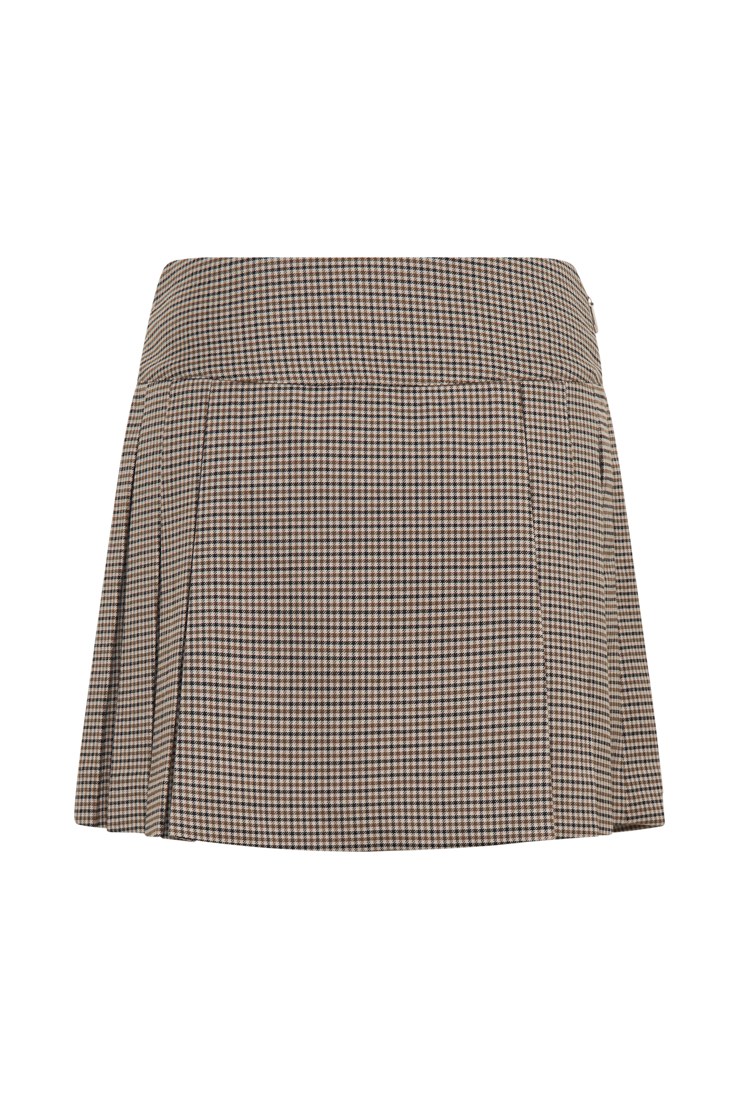 Jupe mini plissée avec boucle Angie - carreaux beige