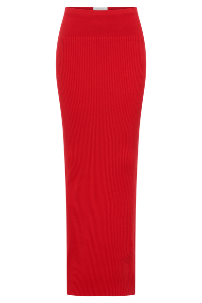 Jupe Maxi Tricot côtelé Mathilde - Rubis
