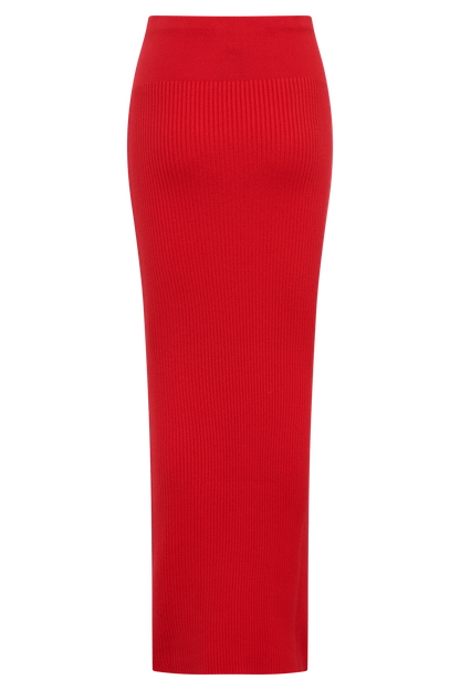Jupe Maxi Tricot côtelé Mathilde - Rubis