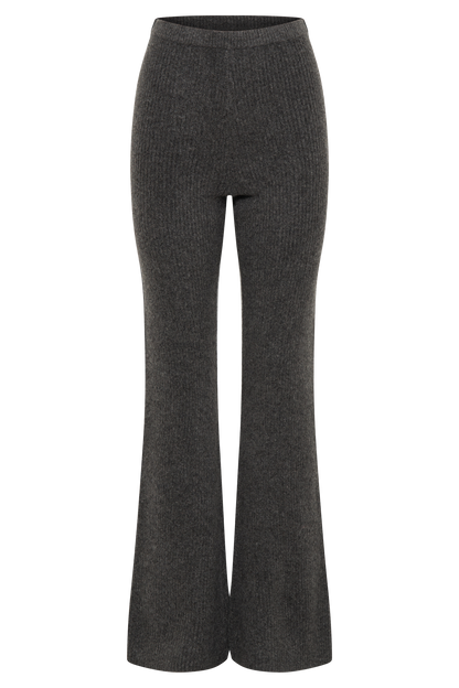 Pantalon en Tricot à Coupe Droite Shyann - Gris Anthracite Mélangé