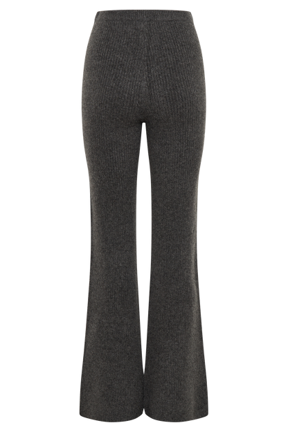 Pantalon en Tricot à Coupe Droite Shyann - Gris Anthracite Mélangé