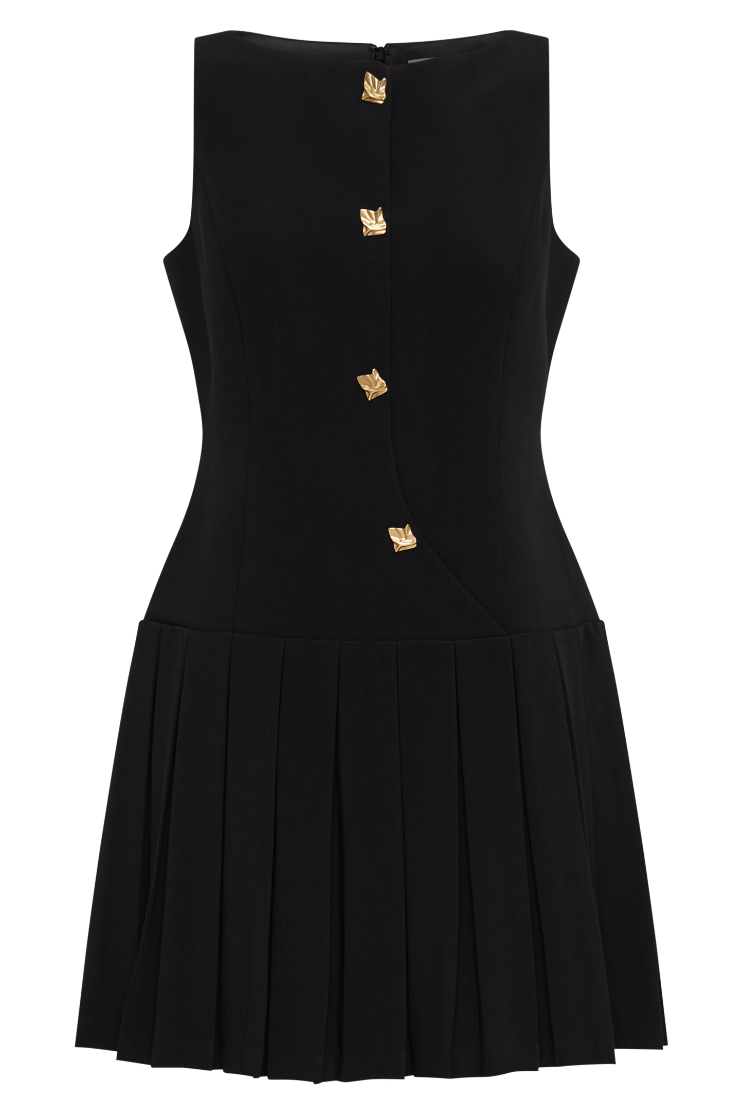 Robe mini plissée sans manches Mackenzie - Noir