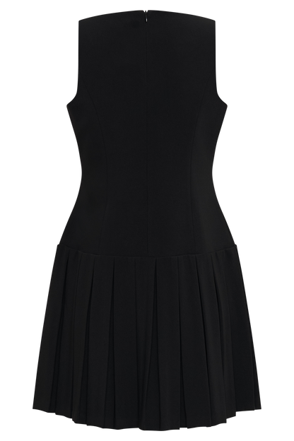 Robe mini plissée sans manches Mackenzie - Noir