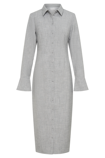 Robe midi chemise ajustée Dorian - Gris anthracite chiné