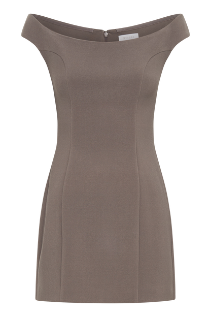 Mini-robe en crêpe à épaules dénudées Cassidy - Gris fumé