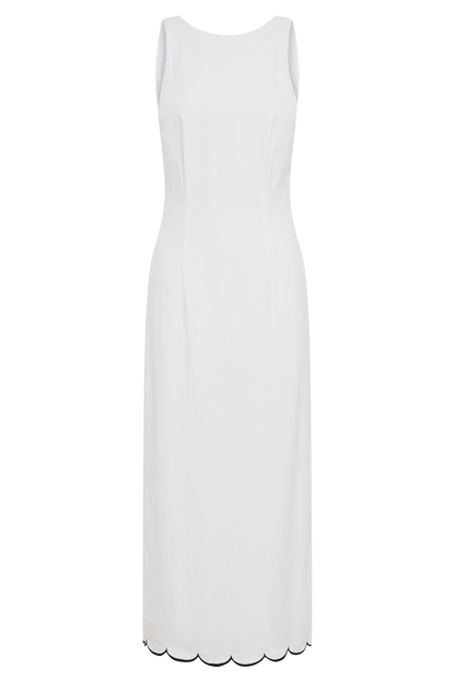 Robe midi en lin à volants Sofiane - Ivoire