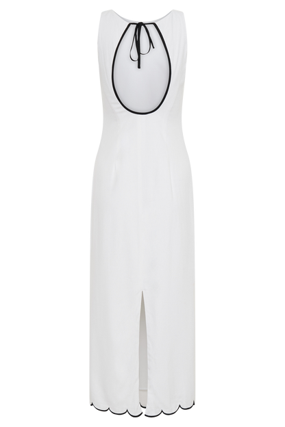 Robe midi en lin à volants Sofiane - Ivoire