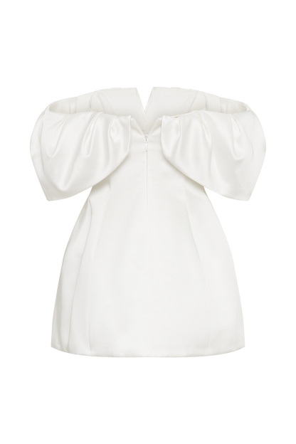 Robe corset en satin à épaules dénudées Portia - Blanc