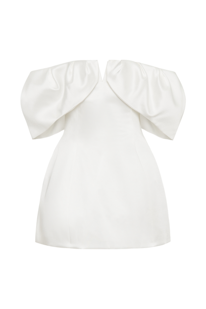 Robe corset en satin à épaules dénudées Portia - Blanc