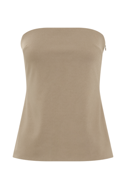 Top sans bretelles à découpes Antonia - Marron clair