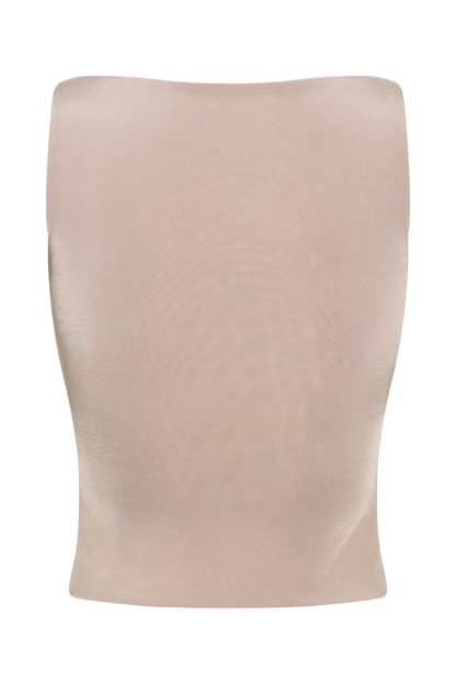 Tiarna Slinky Ruched Top - Taupe