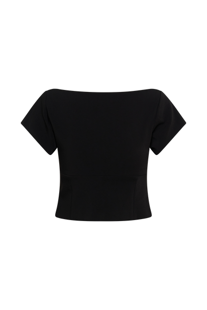 Top tailleur Ellis à manches courtes et longueur allongée - Noir