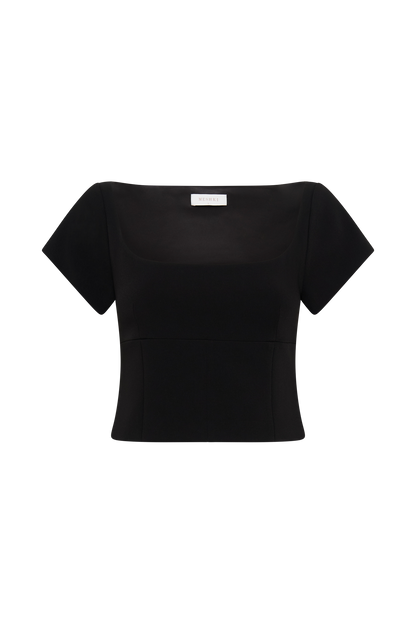 Top tailleur Ellis à manches courtes et longueur allongée - Noir