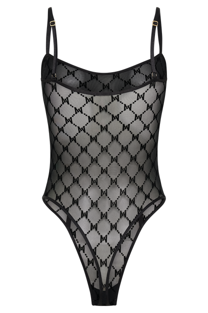 Body à monogramme Amelia - Noir