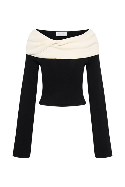 Top en tricot Yoko avec superposition contrastée - Noir/Blanc