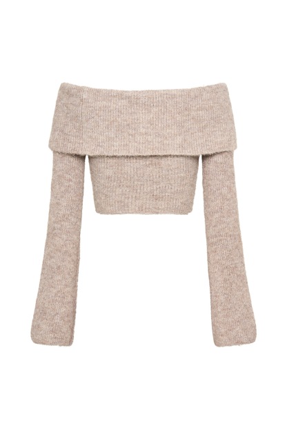 Top en tricot doux à épaules dénudées Baxter - Taupe