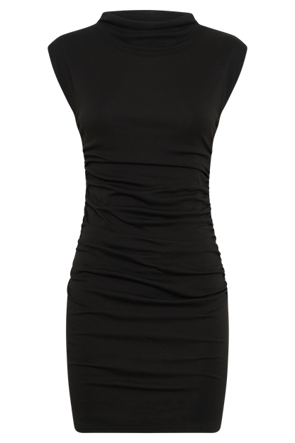 Robe mini sans manches à col montant Elliot - Noir