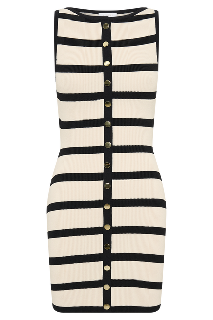 Mini-robe en jersey rayé Sawyer - Noir/Crème