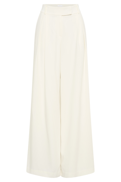 Pantalon large à plis Jacqueline - Ivoire
