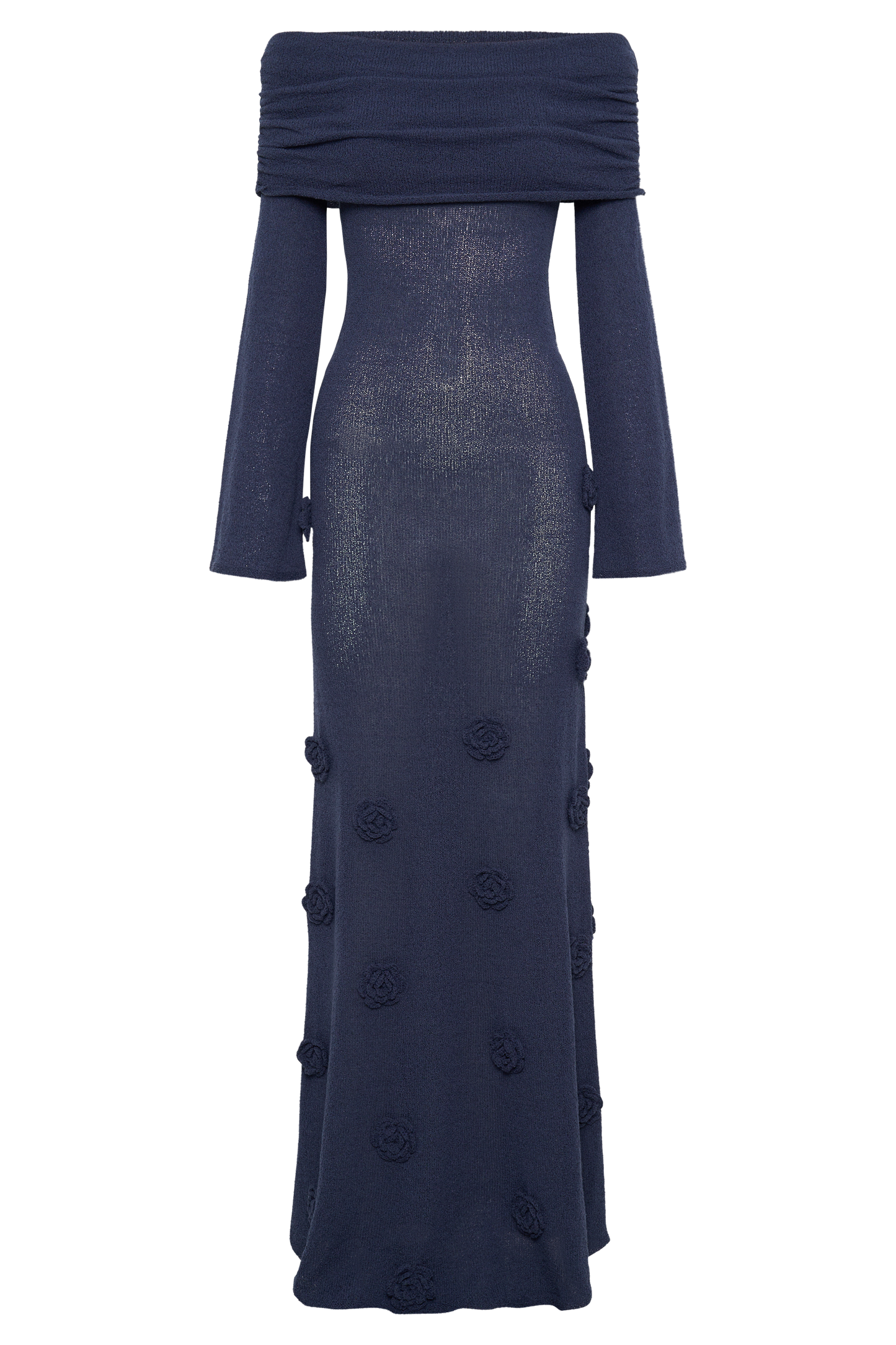 Robe Maxi en Tricot à Manches Décolletées Kiki - Rose - Bleu Marine