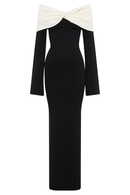 Robe Maxi Tricot Contrastée Yoko - Noir/Blanc