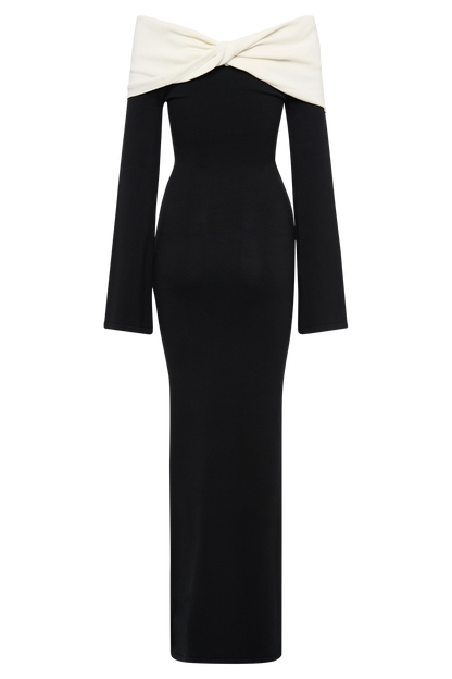 Robe Maxi Tricot Contrastée Yoko - Noir/Blanc
