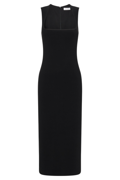 Robe midi en crêpe Frida - Noir