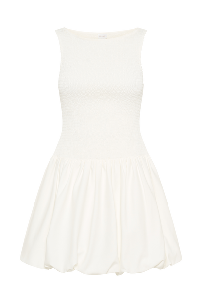 Mini-robe en coton à bulles et volants Felicity - Blanc
