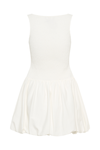 Mini-robe en coton à bulles et volants Felicity - Blanc
