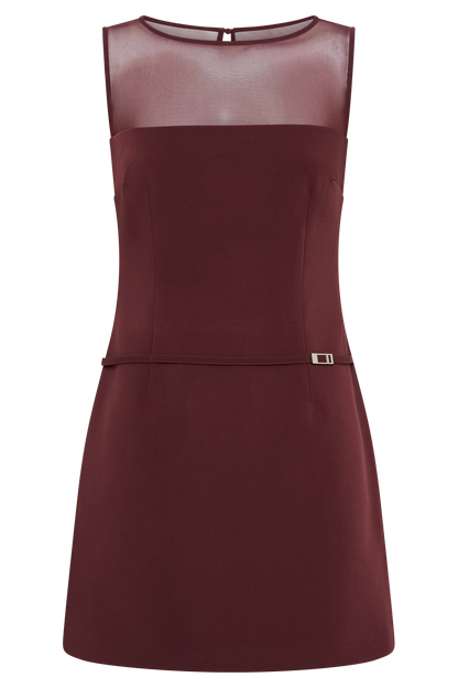 Mini-robe tailleur à ceinture Posie - Brun-rouge