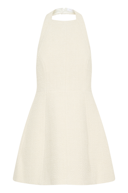 Mini-robe Carina en bouclette avec décolleté halter - Ivoire