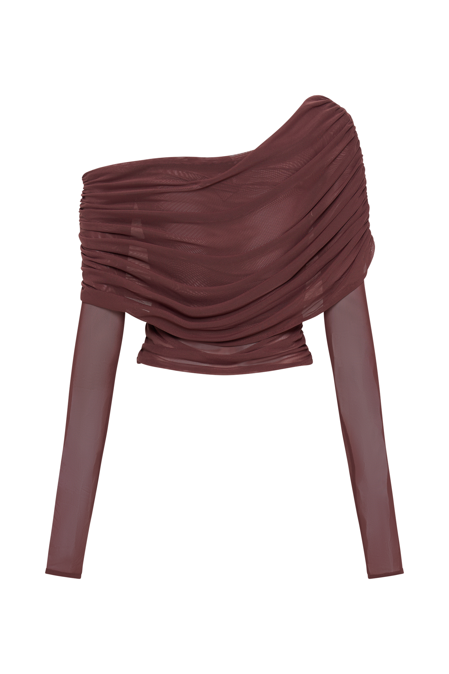 Top en mousseline de soie à épaules dénudées Everly - Brun-rouge