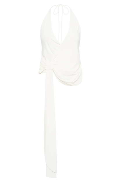 Halter Tyla à drapage et col montant - Blanc