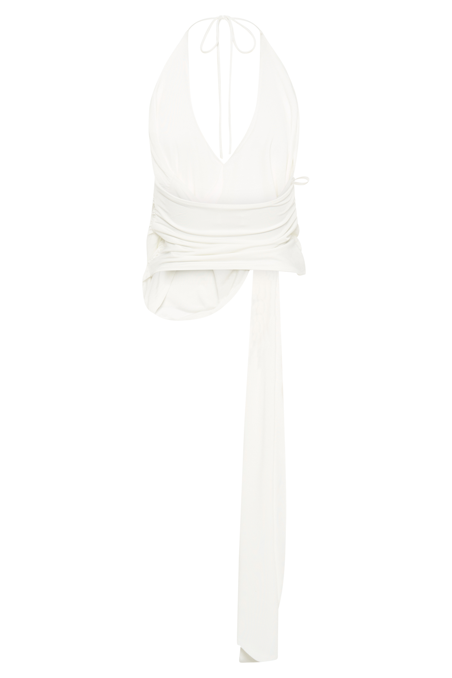Halter Tyla à drapage et col montant - Blanc