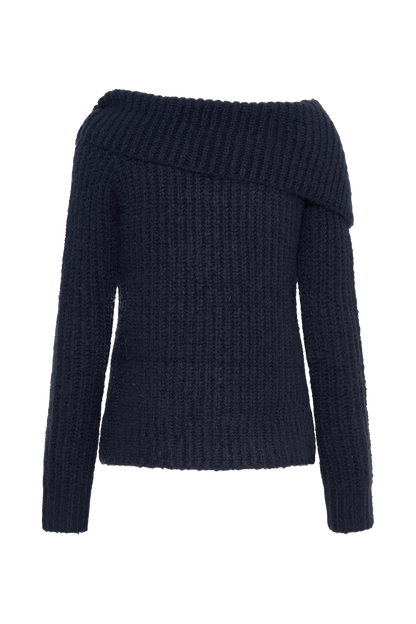 Top en tricot Alicia à épaules dénudées - Bleu marine foncé