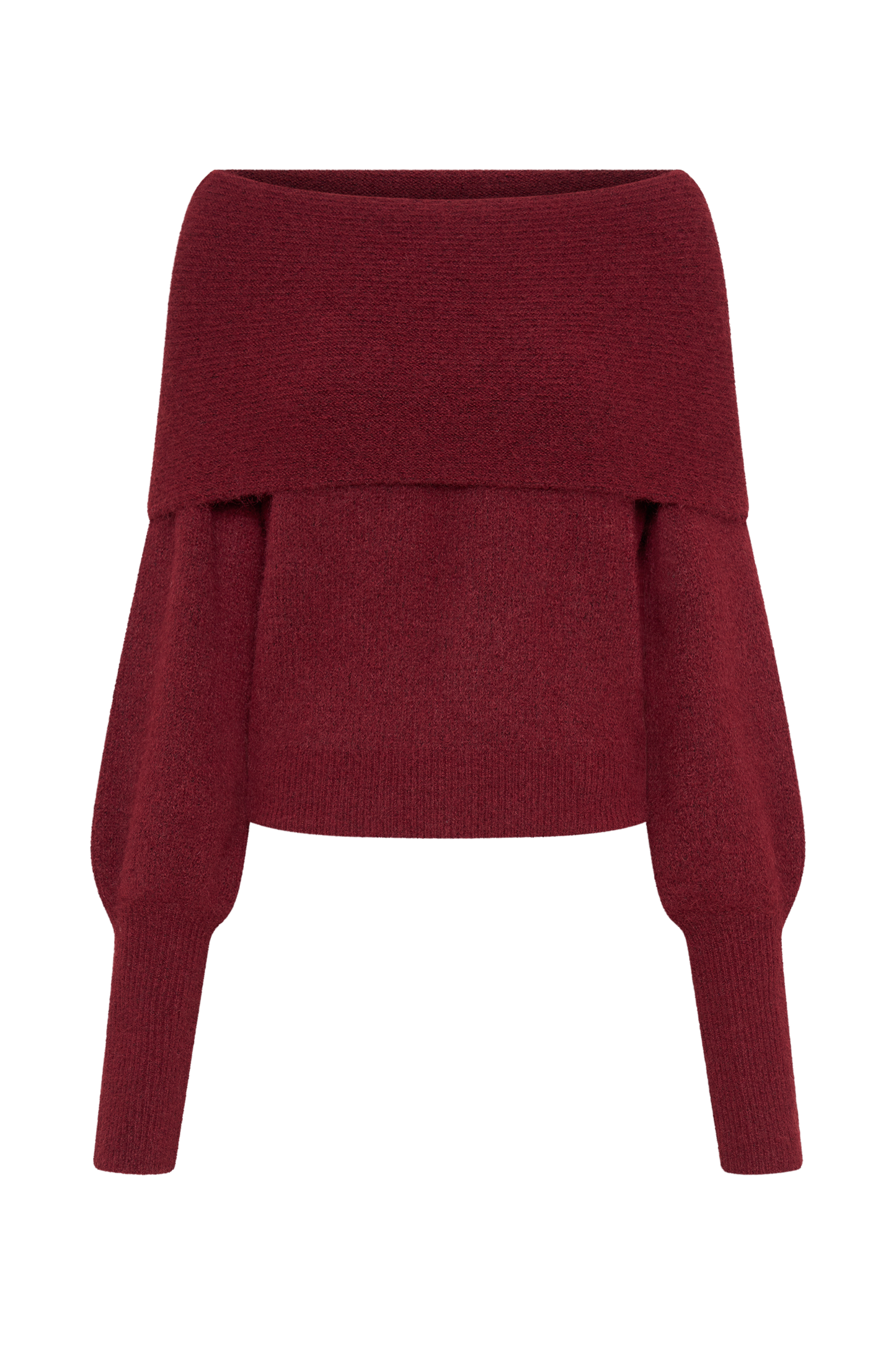 Charlotte Haut en Tricot à Manches Longues Décolleté Croisé - Merlot