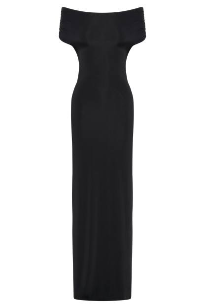 Imogen Robe Maxi Évasée Décolletée - Noir